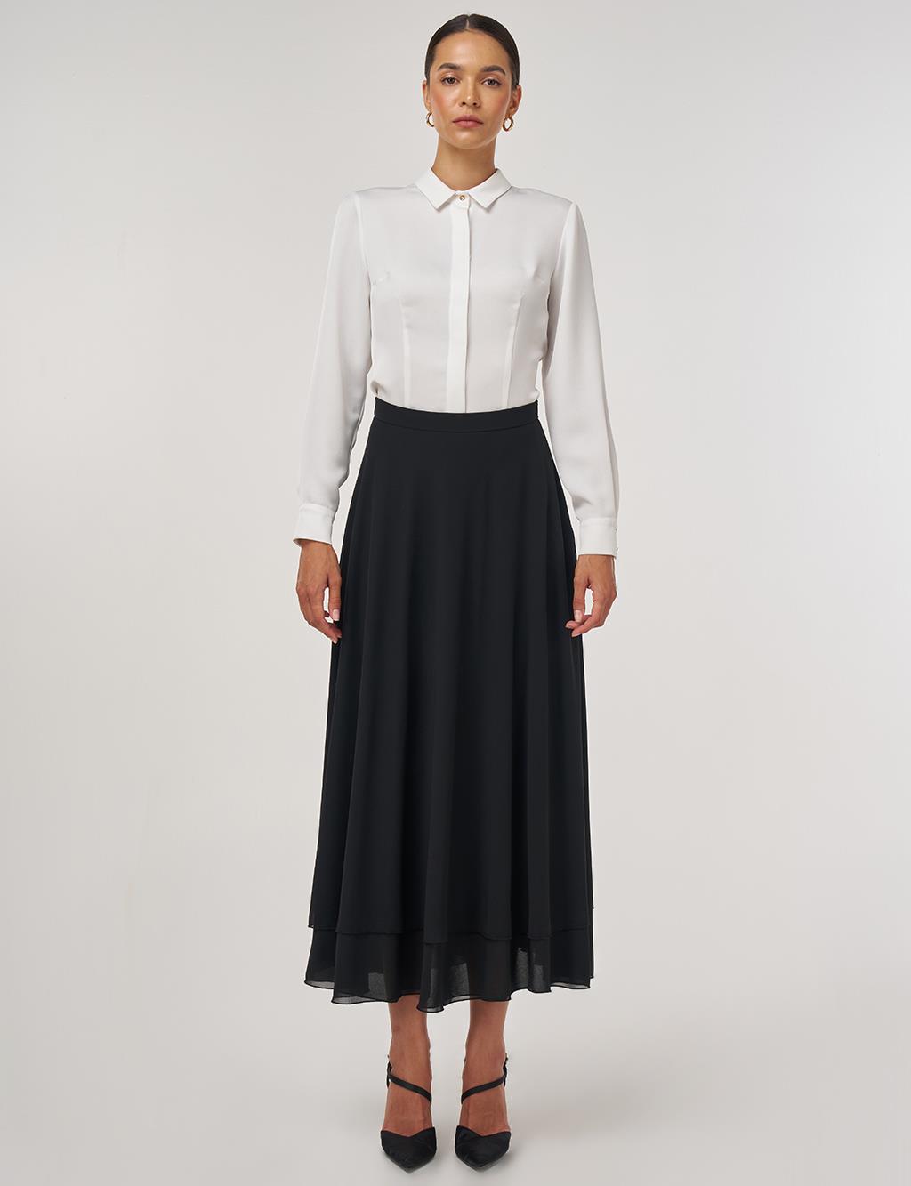 High-Waisted Chiffon Skirt Black