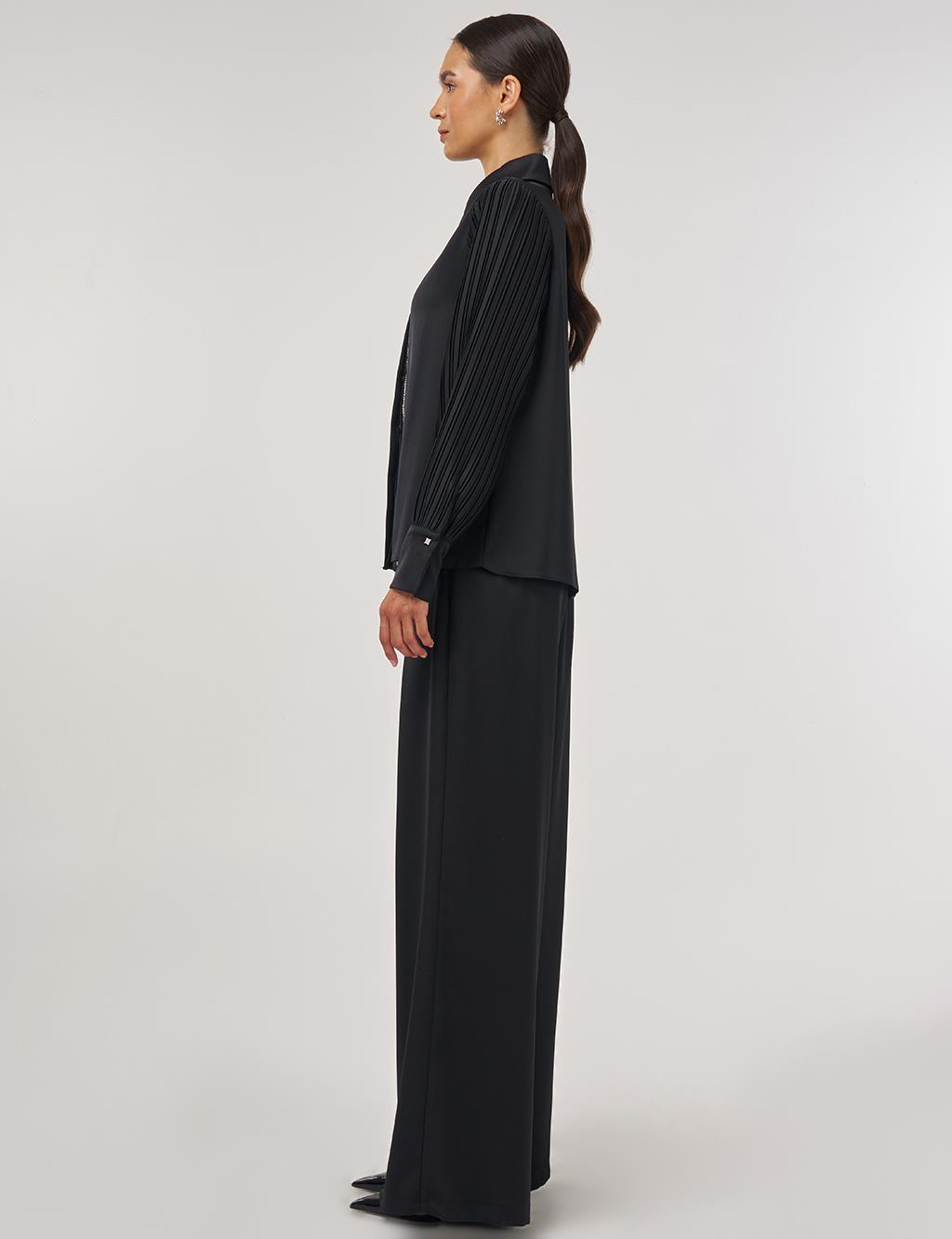 Pleated Elegant Tunic Black