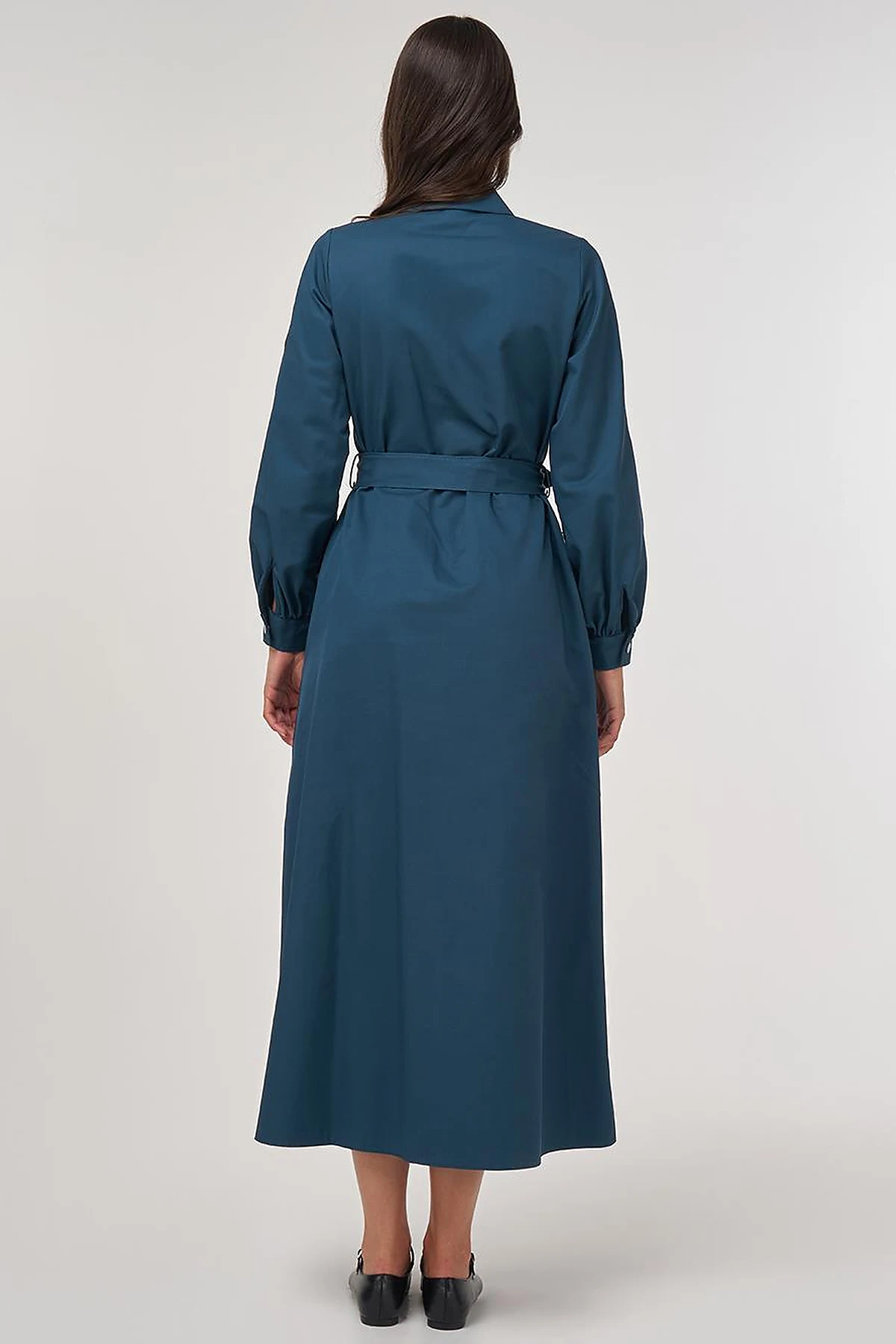 Contrast-Stitch Cotton Maxi Dress Petrol