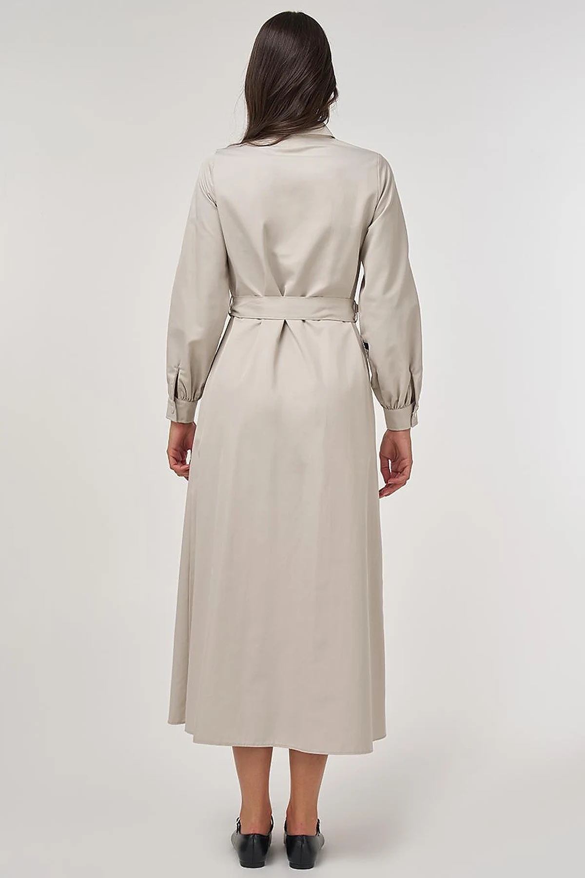 Contrast-Stitch Cotton Maxi Dress Stone 