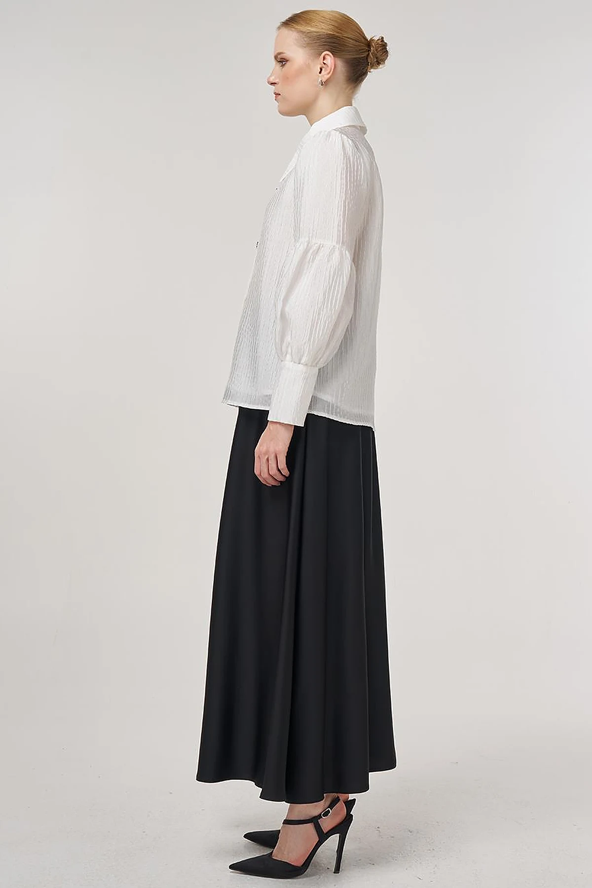 Shiny Button Elegant Blouse Optic White 