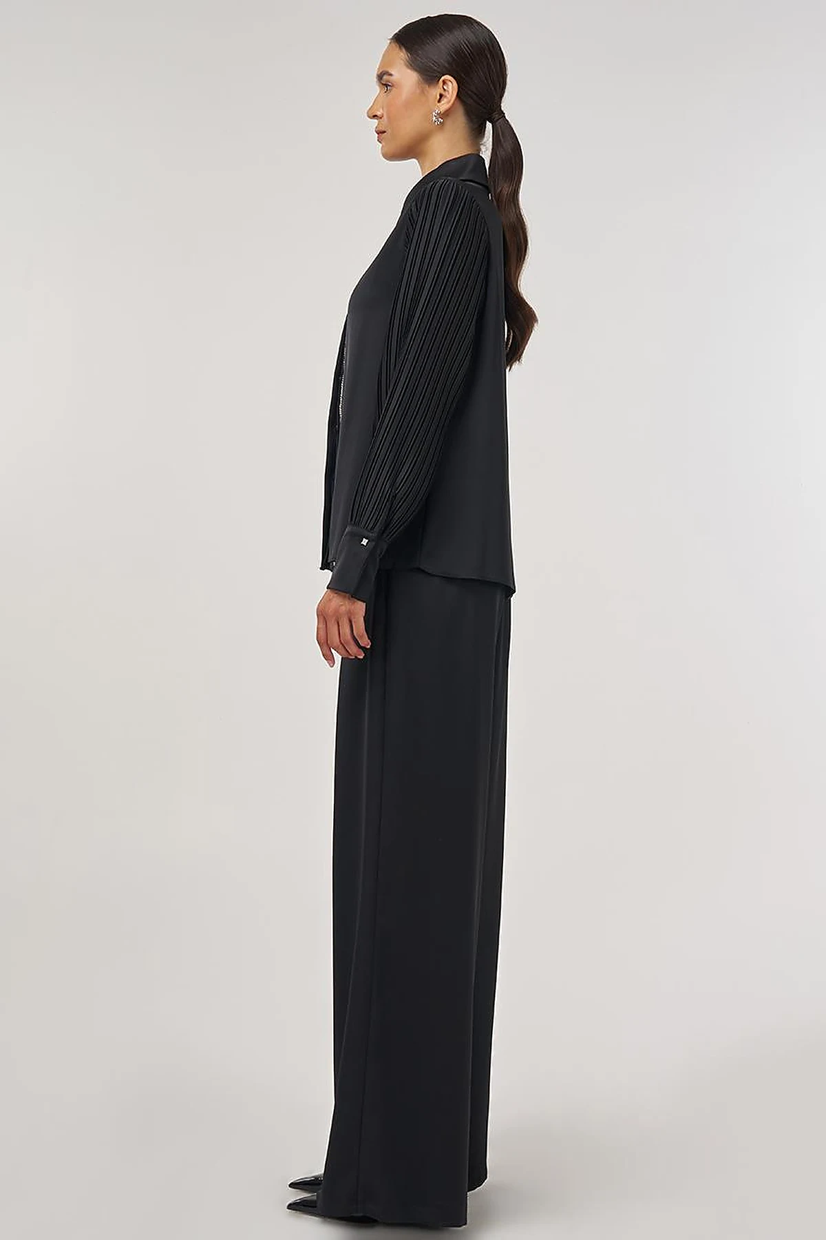 Pleated Elegant Tunic Black