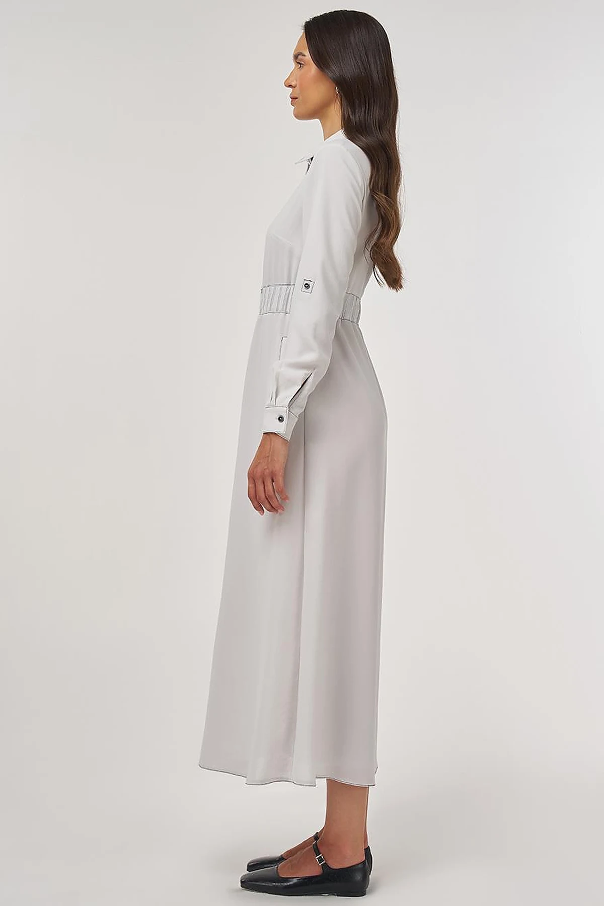 Topstitch Maxi Dress Light Gray