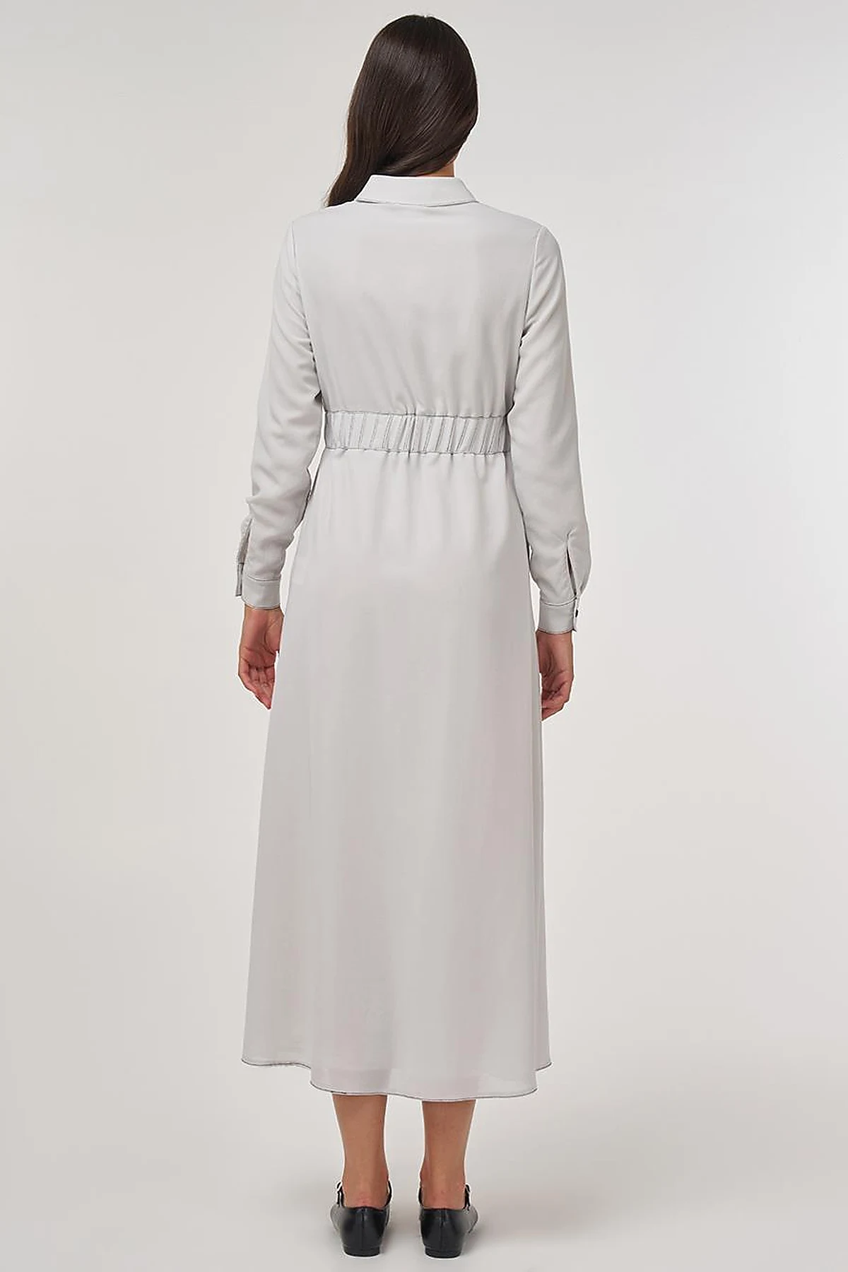 Topstitch Maxi Dress Light Gray