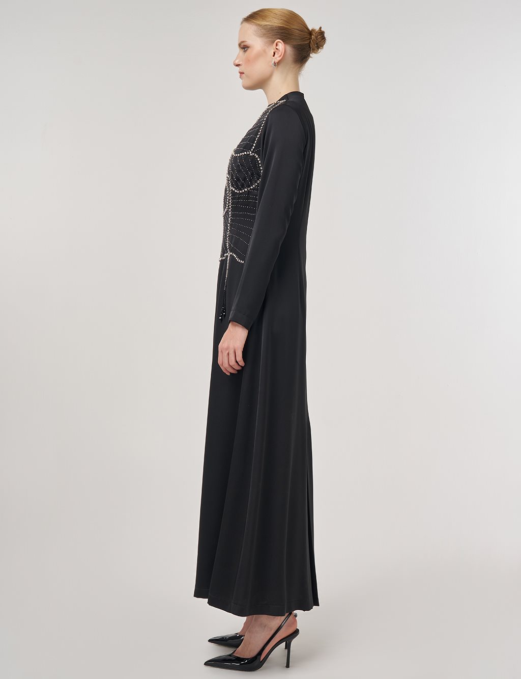 Embroidered Elegant Dress Black