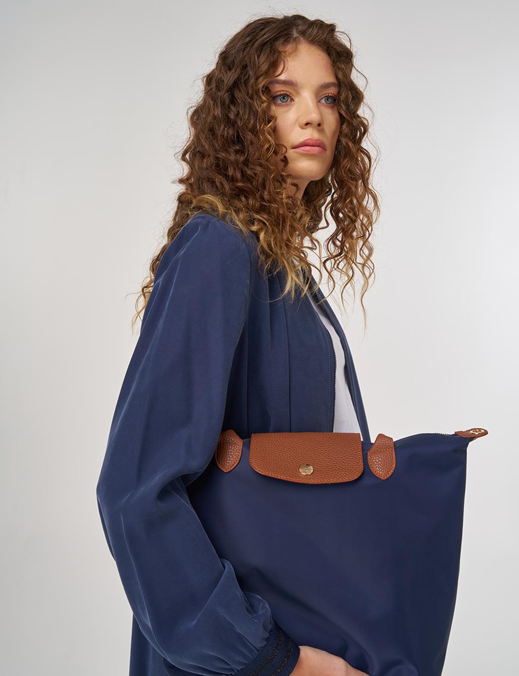 Long Zippered Throw-On in Navy