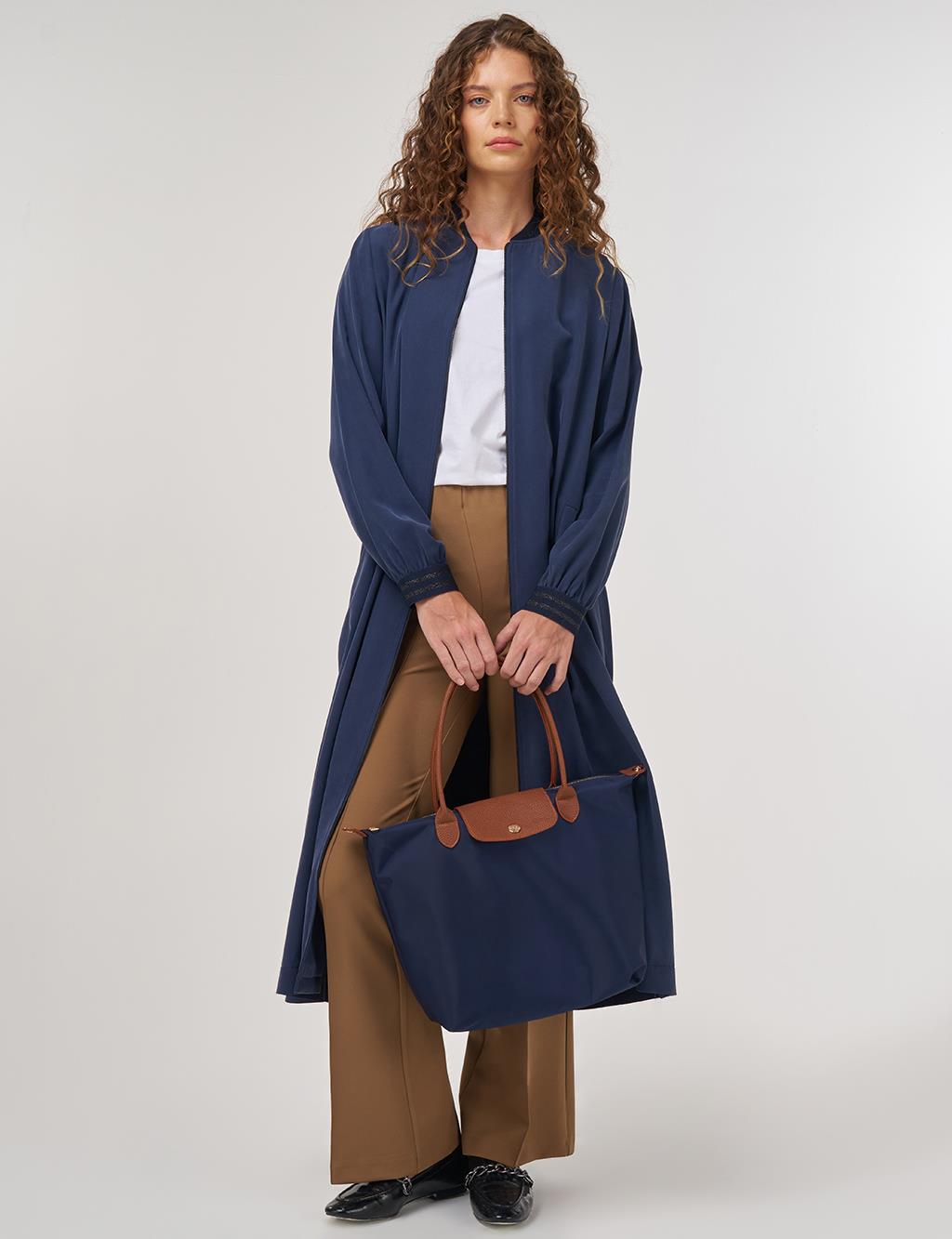 Long Zippered Throw-On in Navy
