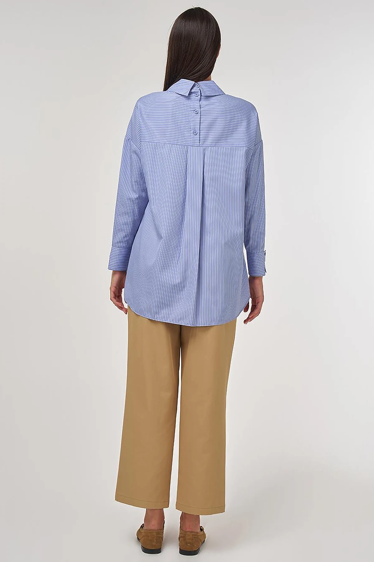 Pearl-Embellished Cotton Blouse Air Force Blue 