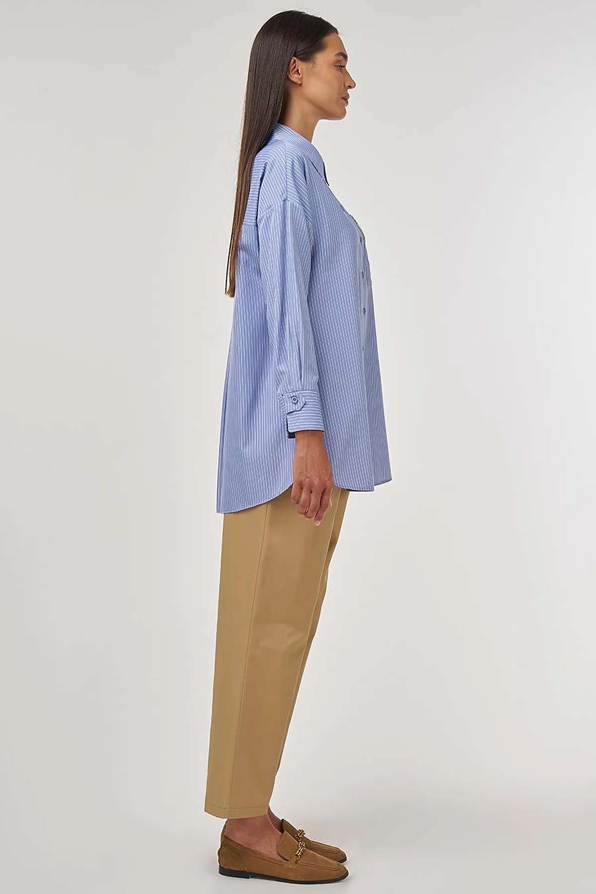 Pearl-Embellished Cotton Blouse Air Force Blue 
