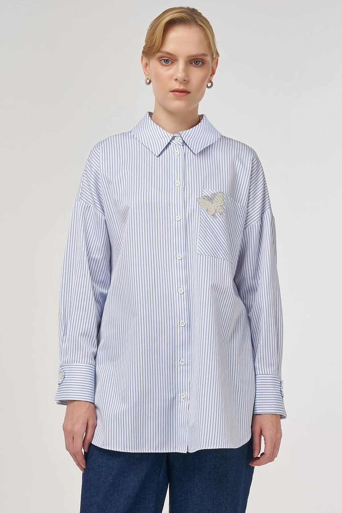 Pearl-Embellished Cotton Blouse Optical White
