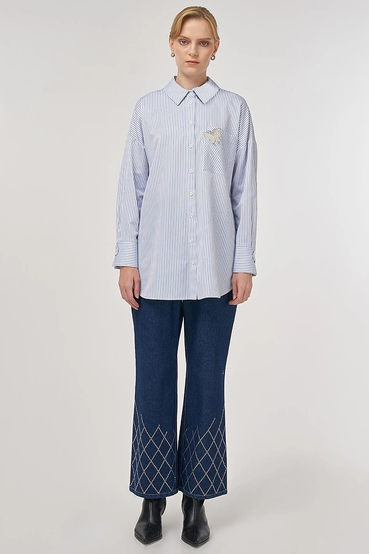Pearl-Embellished Cotton Blouse Optical White