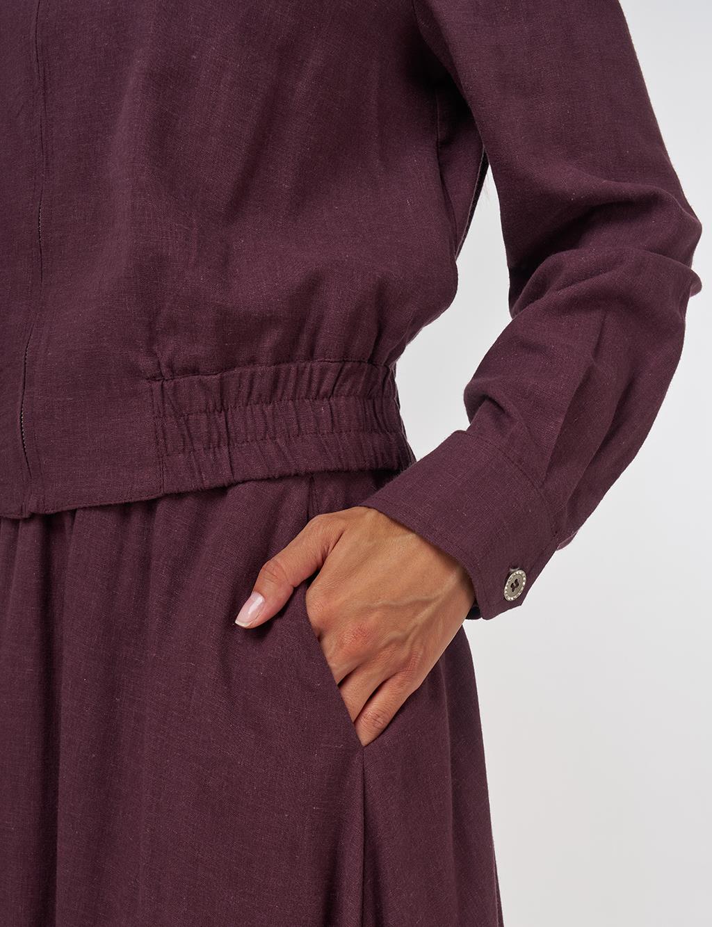 Linen-Viscose Skirt Set Burgundy