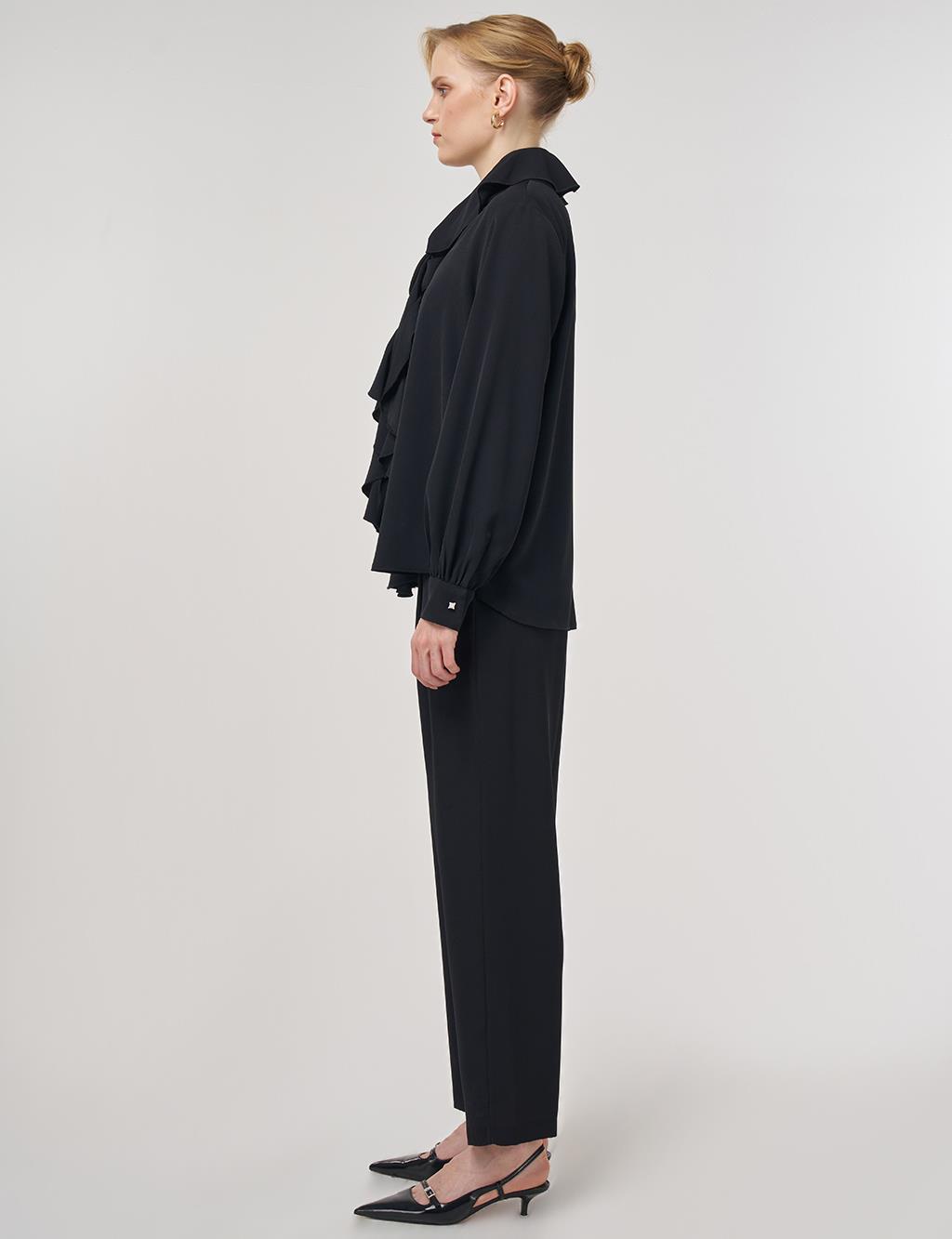 Ruffled Elegant Blouse Black