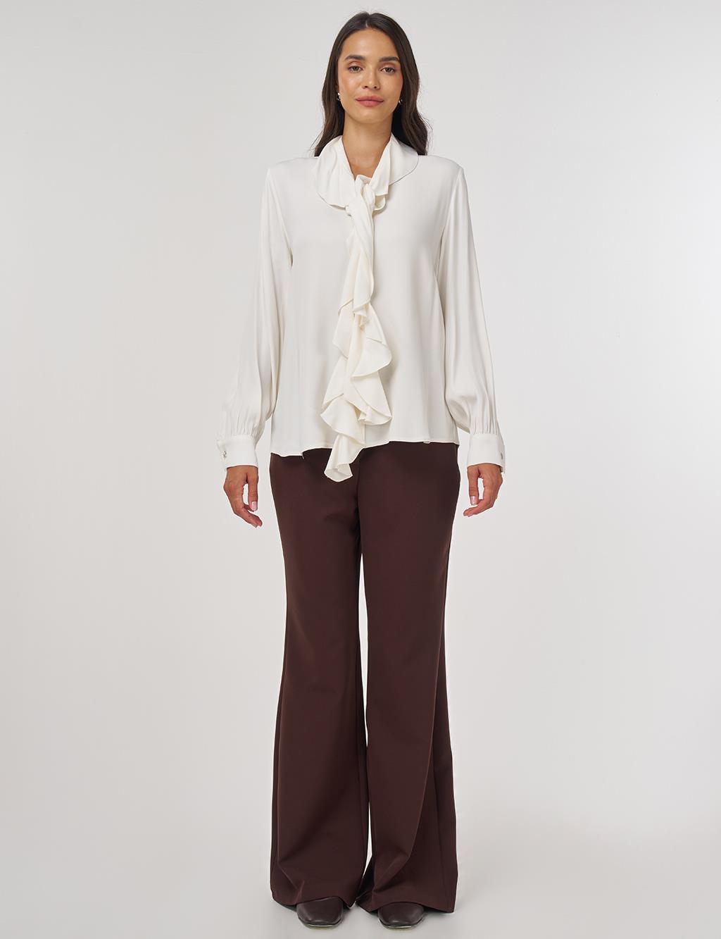 Ruffled Elegant Blouse Ecru