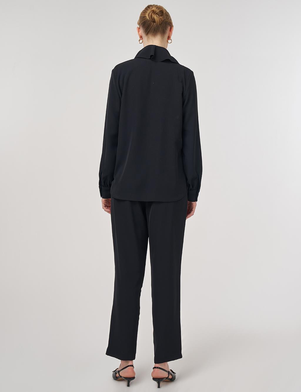 Ruffled Elegant Blouse Black