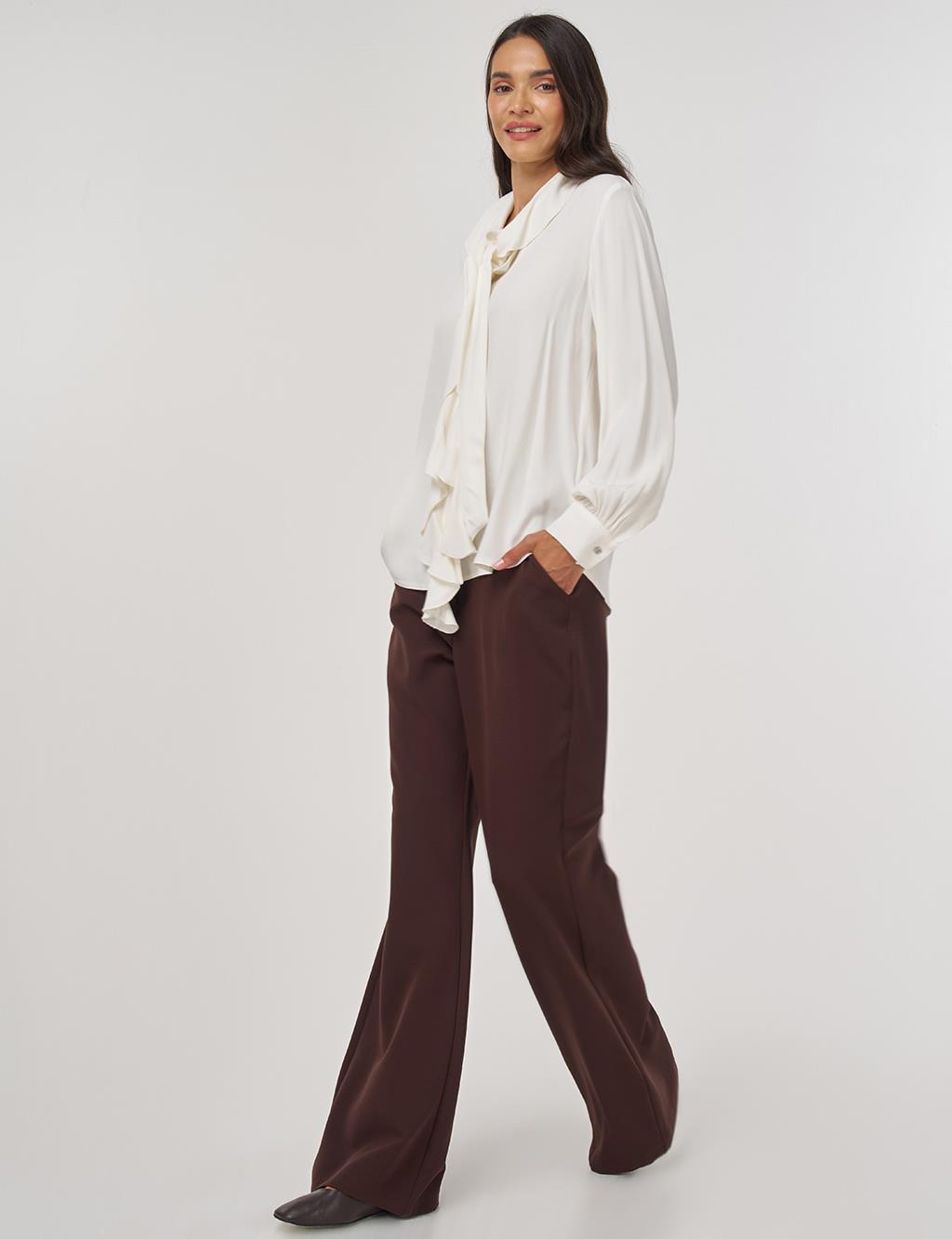 Ruffled Elegant Blouse Ecru