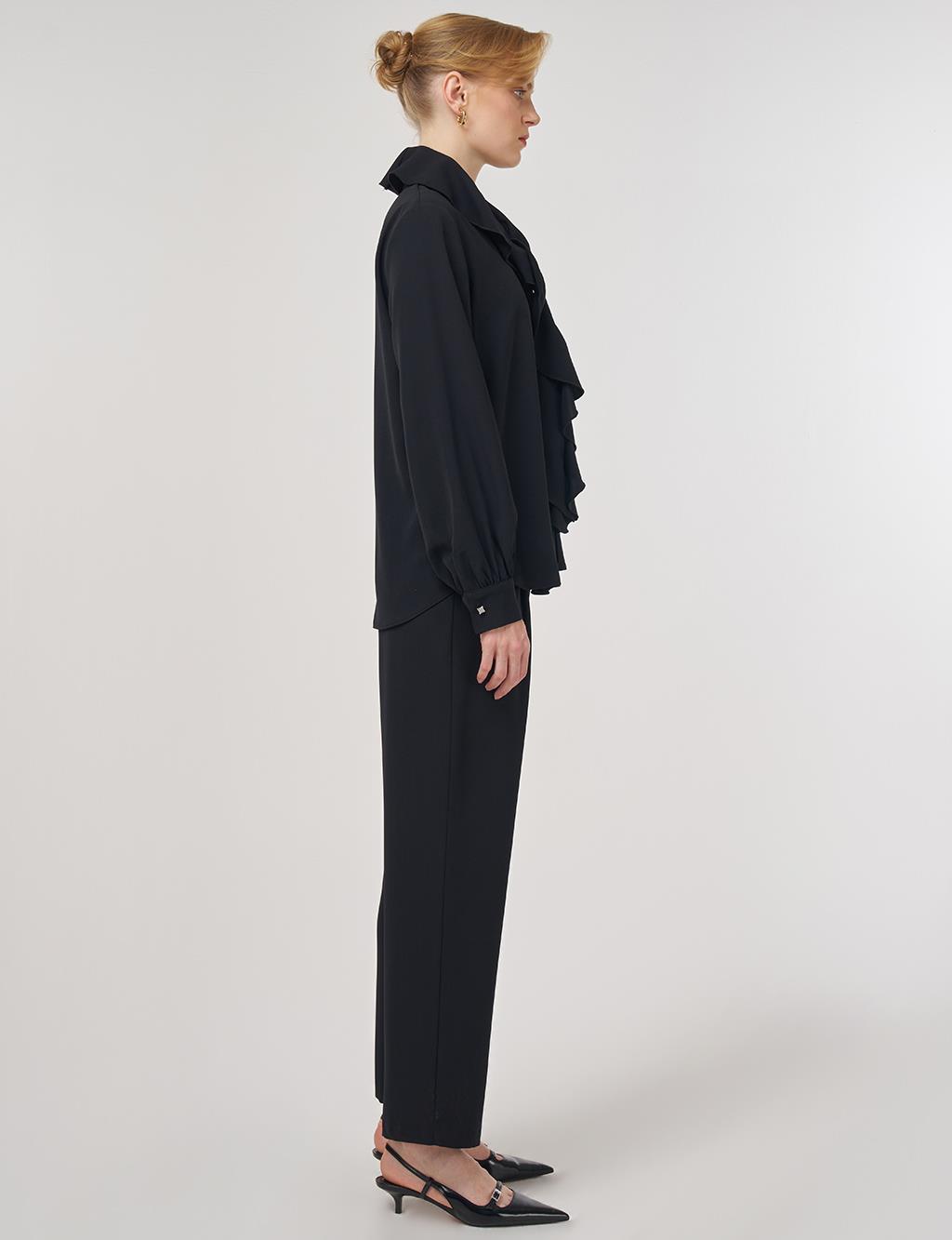 Ruffled Elegant Blouse Black