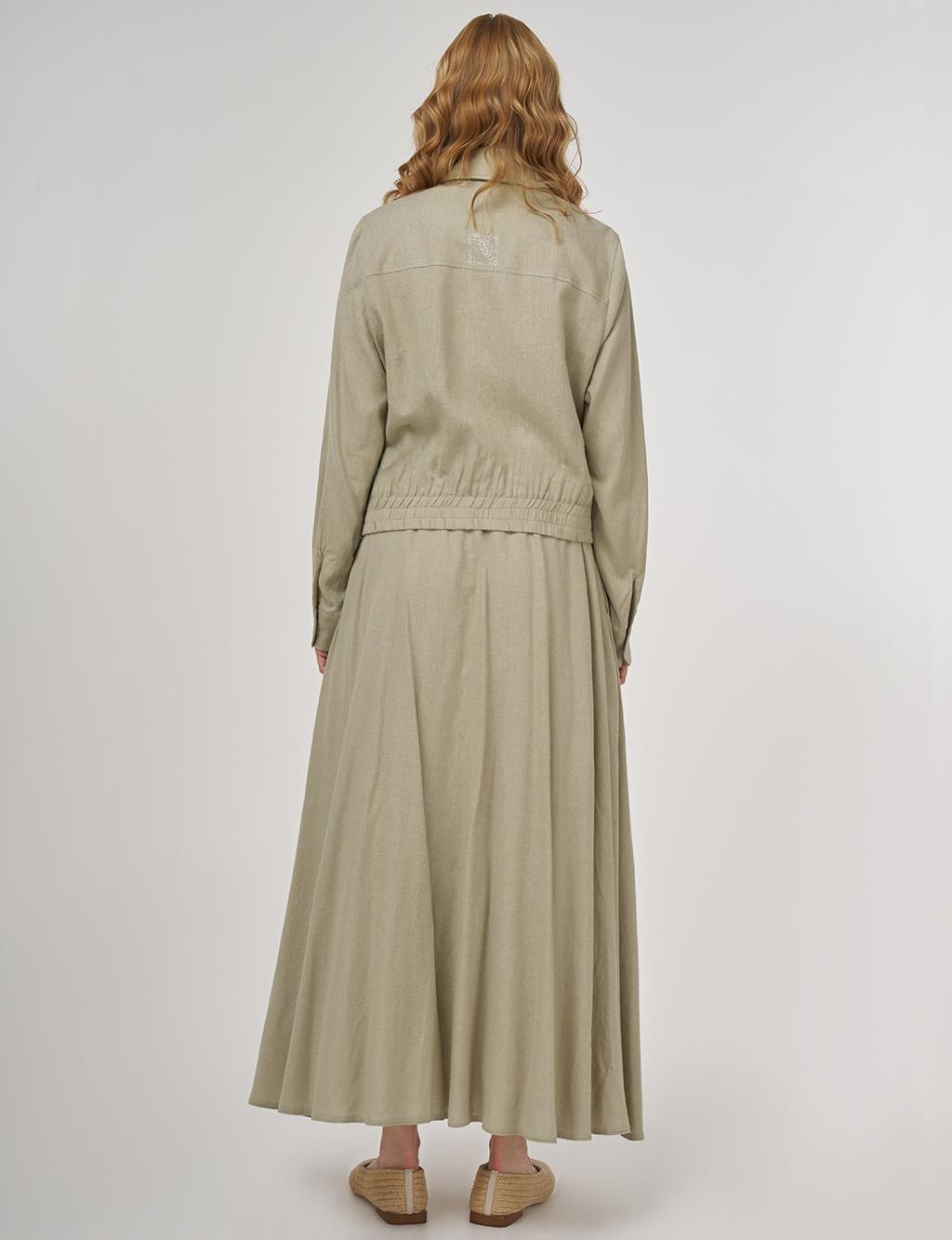 Linen-Viscose Skirt Set Moss Green
