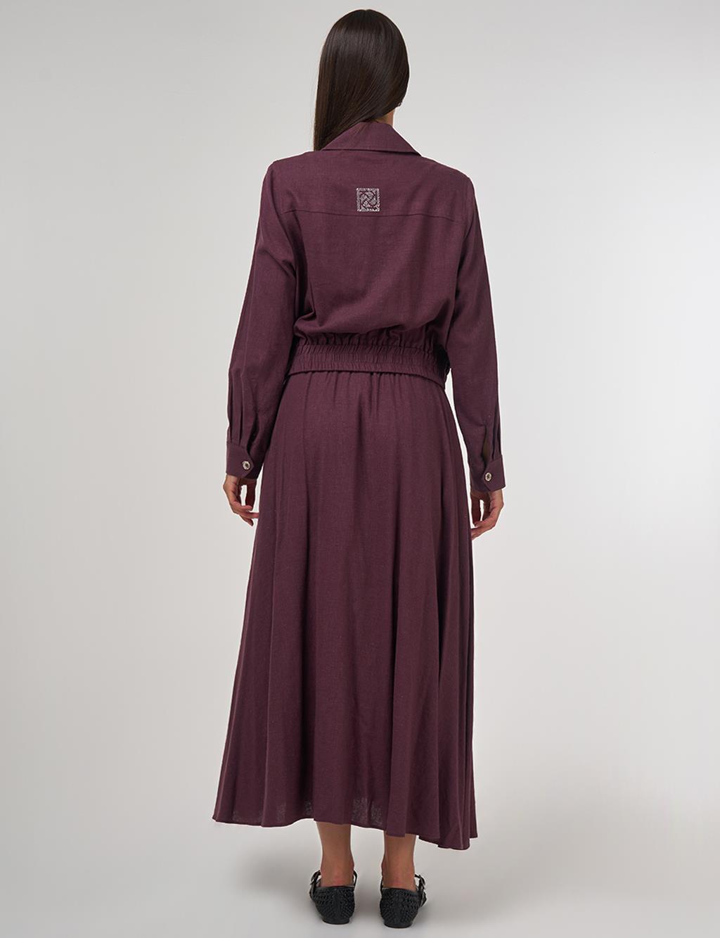 Linen-Viscose Skirt Set Burgundy