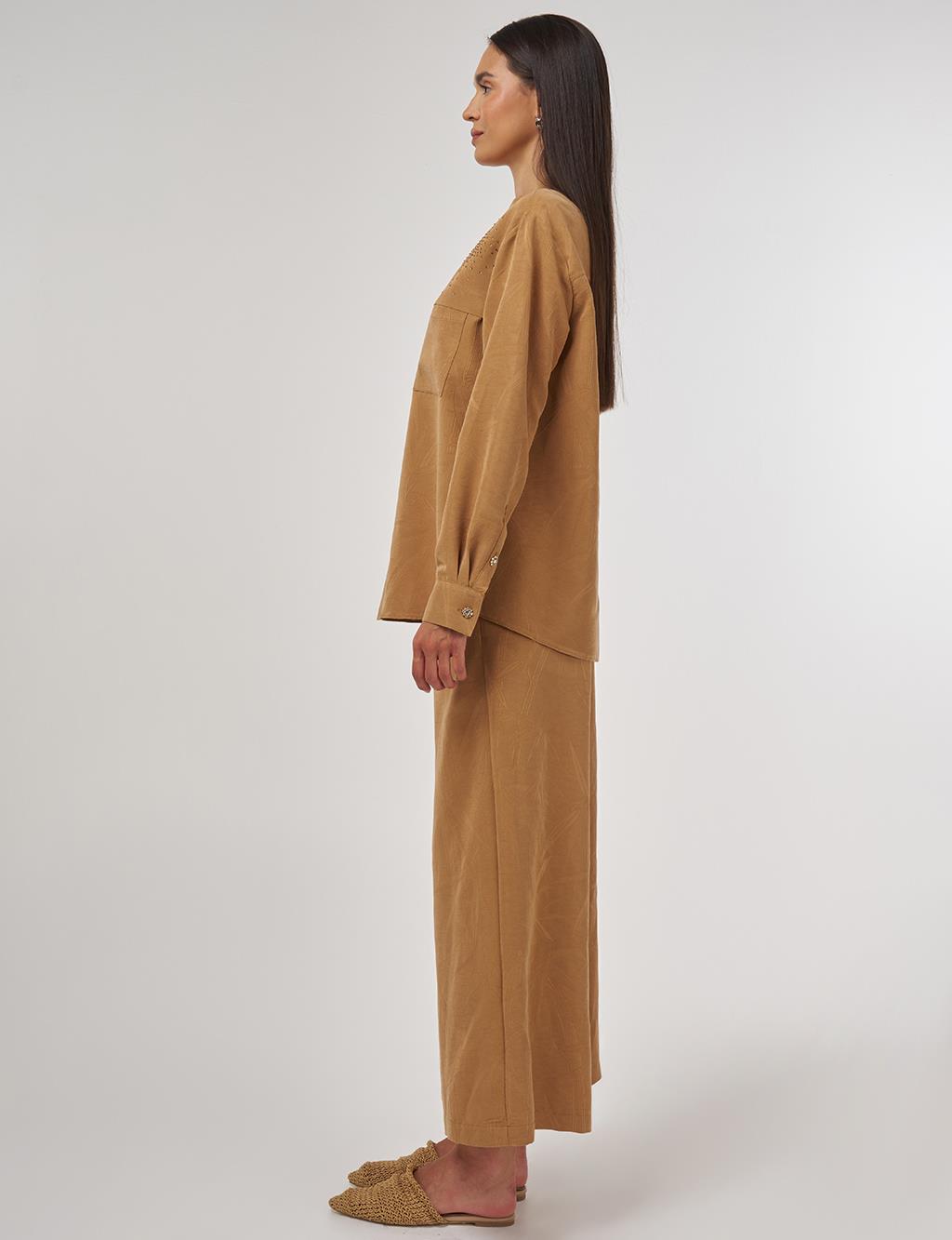 Hotfix-Printed Modal Two-Piece Set Tobacco