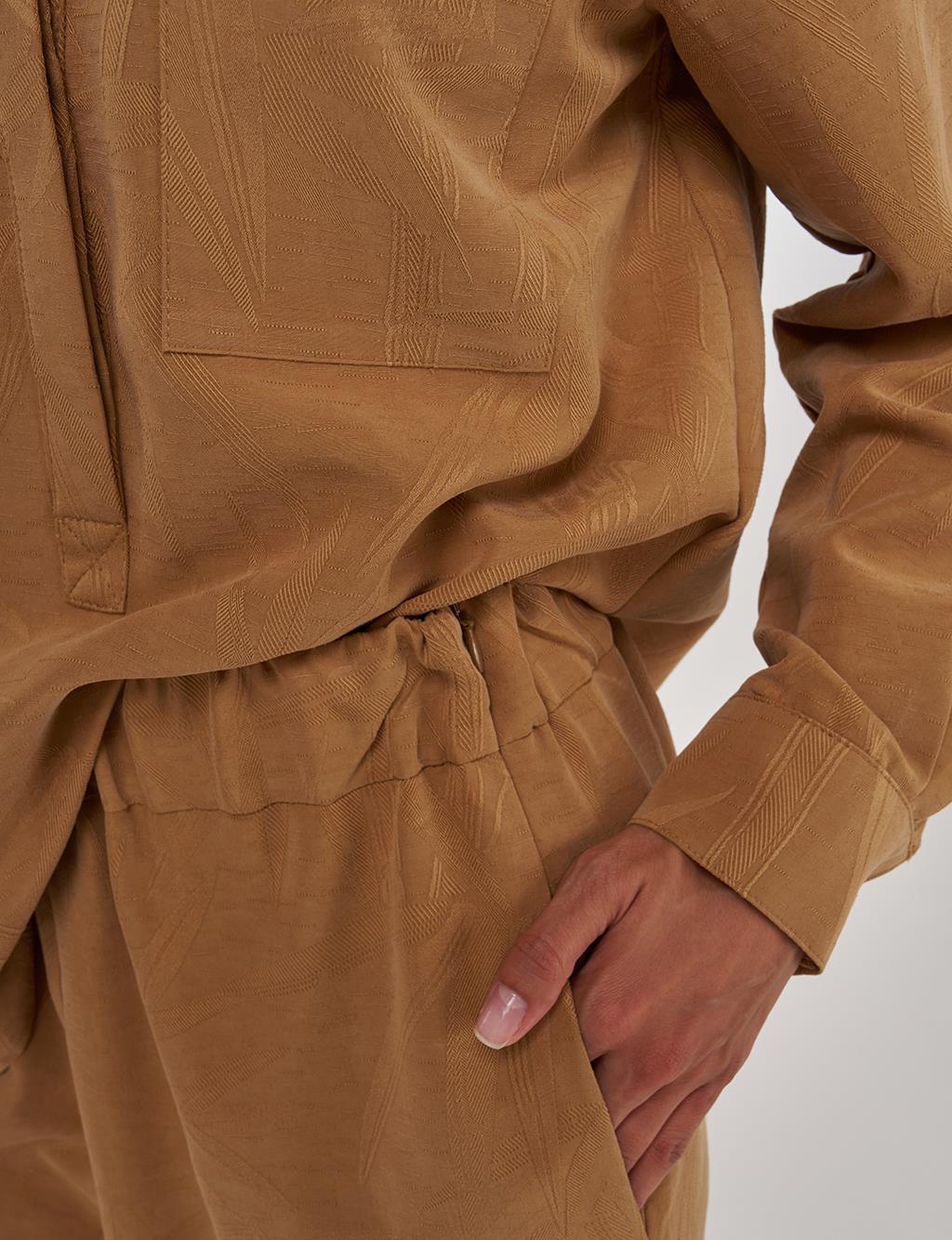 Hotfix-Printed Modal Two-Piece Set Tobacco