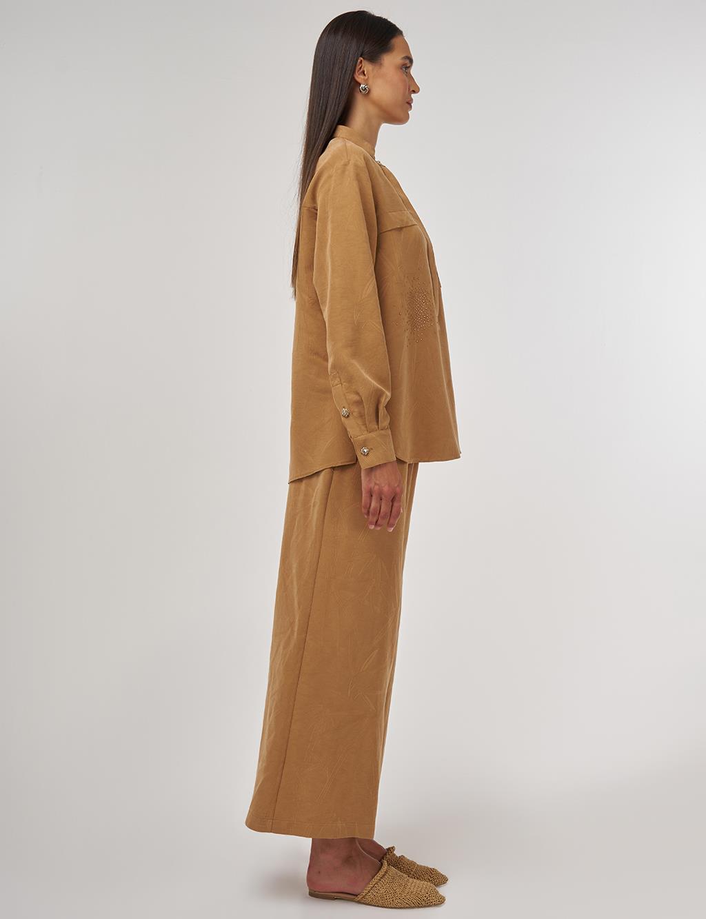 Hotfix-Printed Modal Two-Piece Set Tobacco