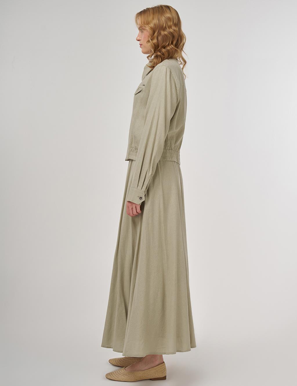 Linen-Viscose Skirt Set Moss Green