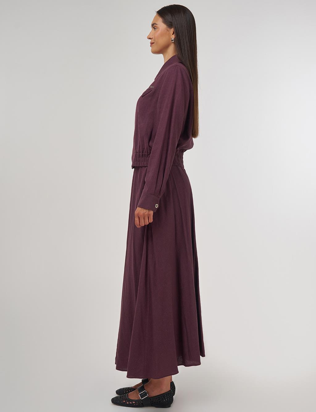 Linen-Viscose Skirt Set Burgundy