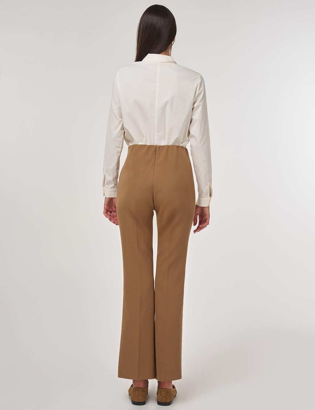 Flare Fit Fringed Hem Pants Dark Olive