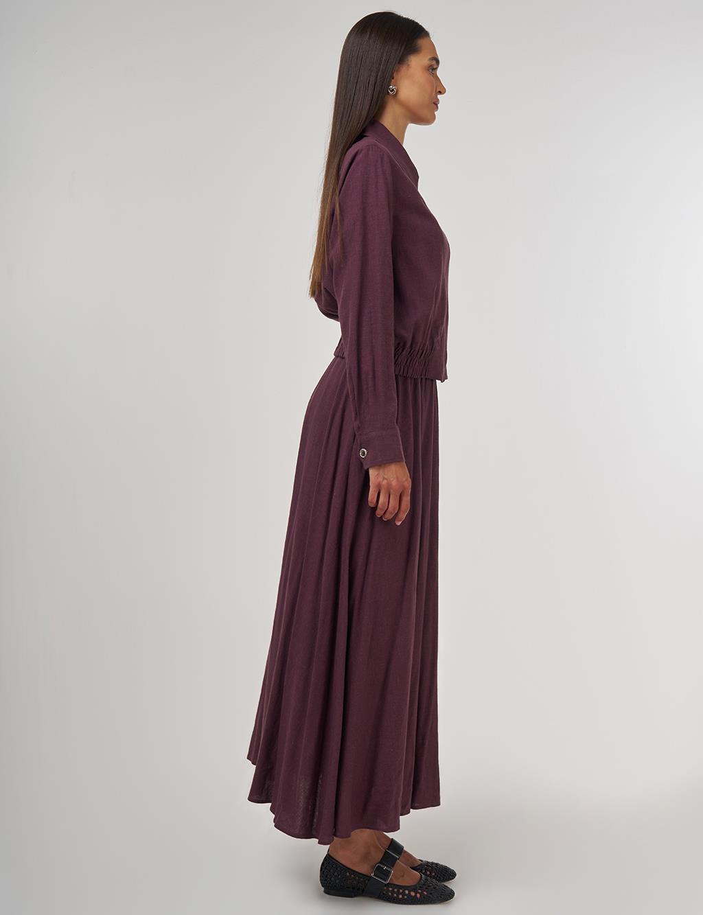 Linen-Viscose Skirt Set Burgundy