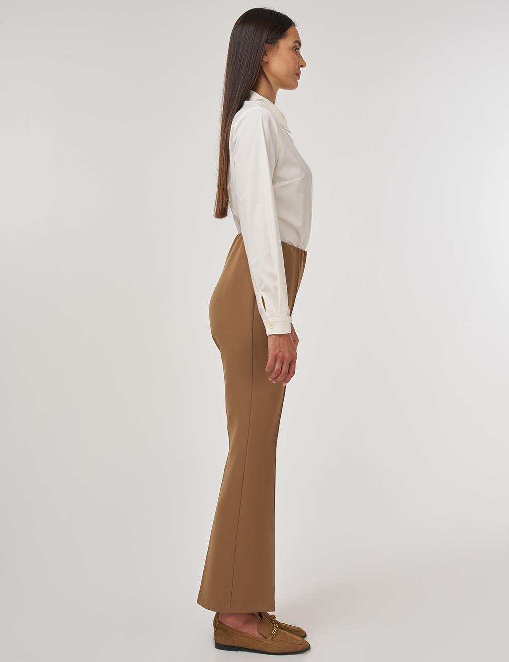 Flare Fit Fringed Hem Pants Dark Olive