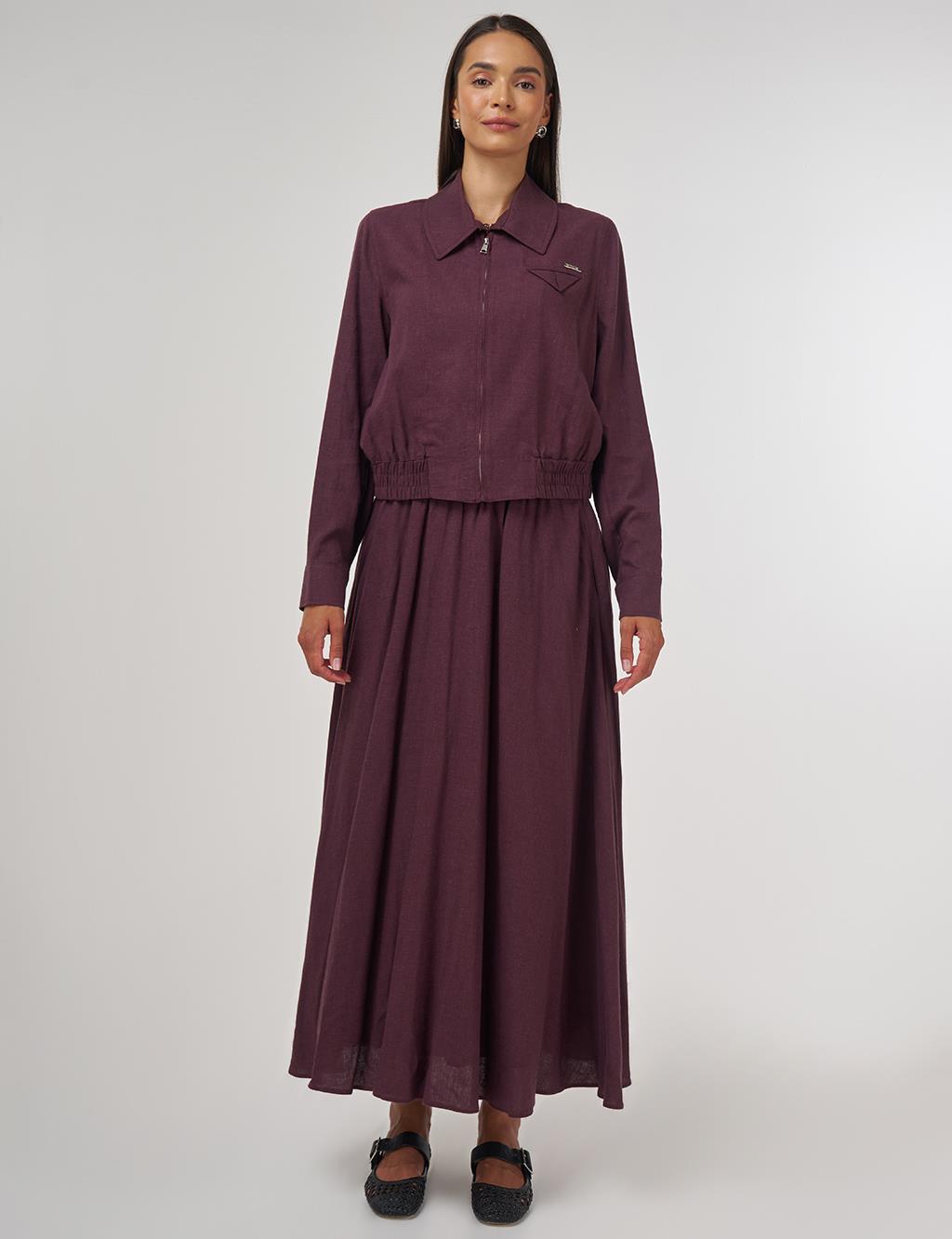 Linen-Viscose Skirt Set Burgundy