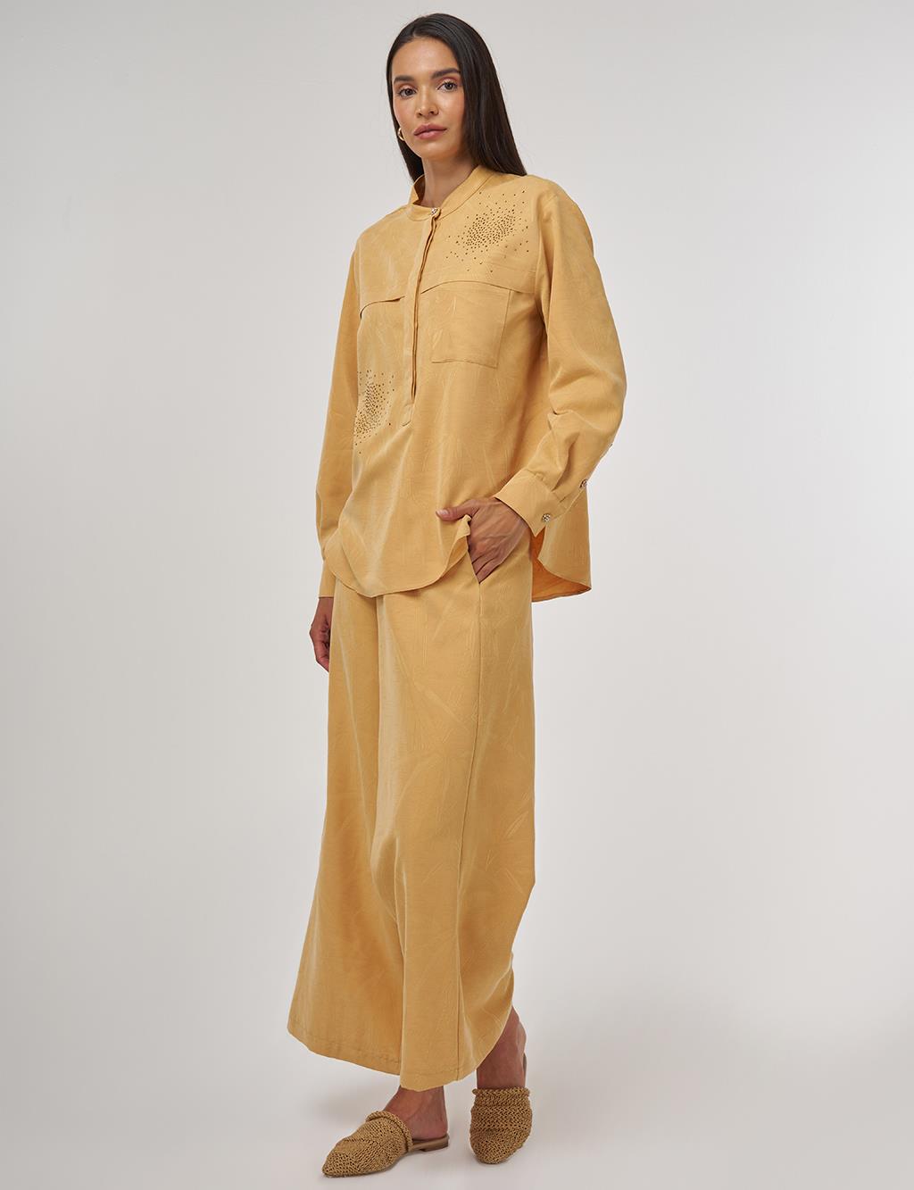 Hotfix-Printed Modal Two-Piece Set Saffron