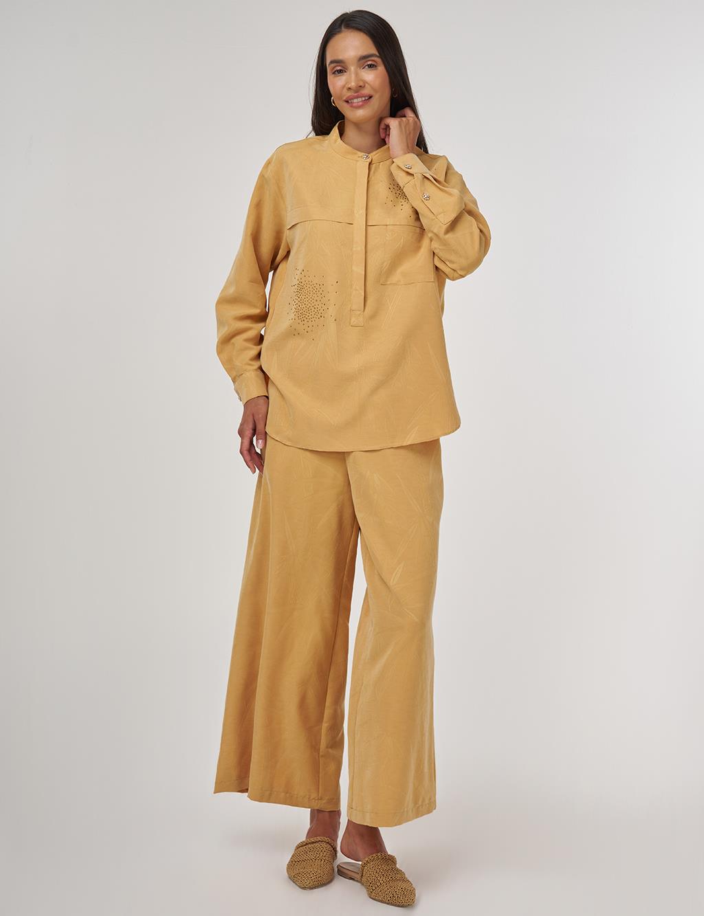 Hotfix-Printed Modal Two-Piece Set Saffron