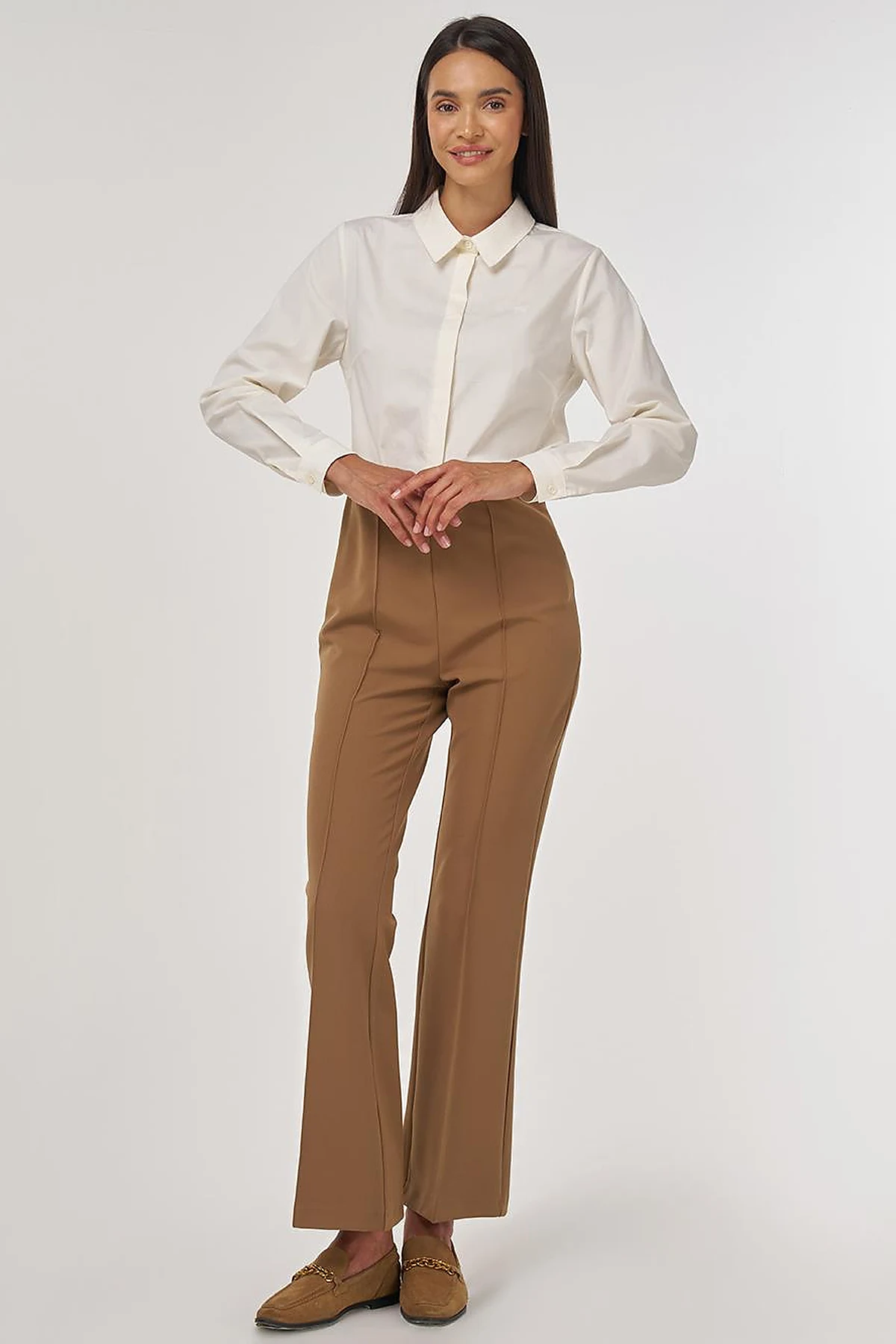Flare Fit Fringed Hem Pants Dark Olive