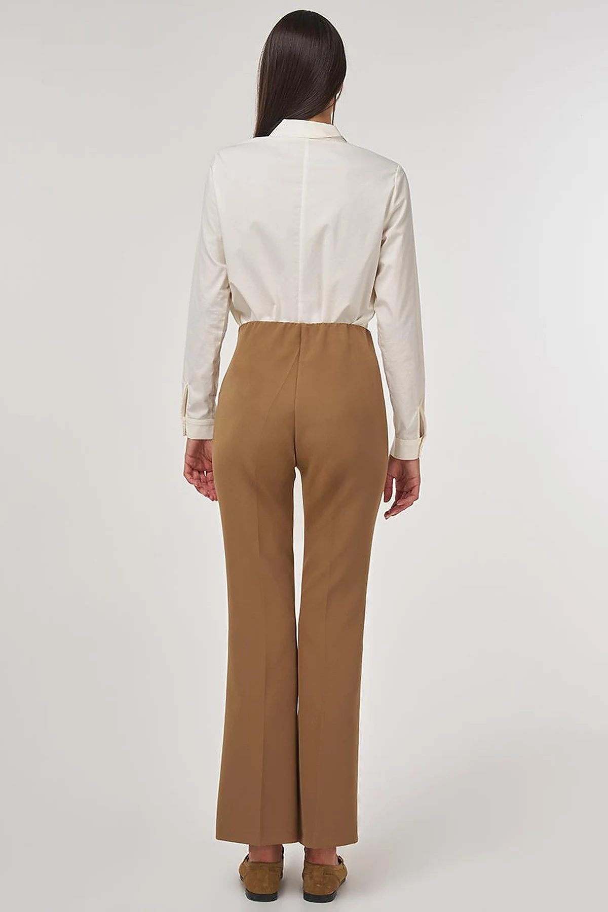 Flare Fit Fringed Hem Pants Dark Olive