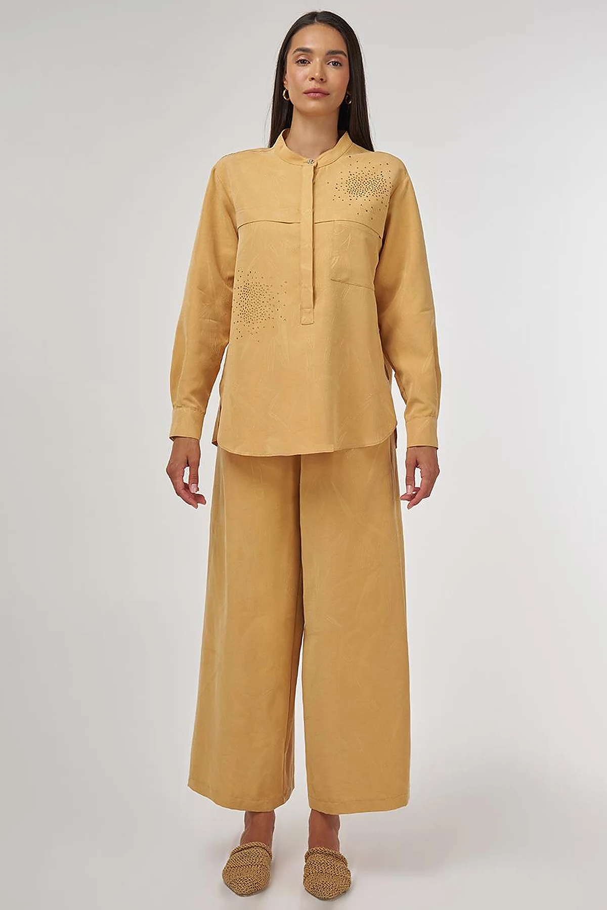 Hotfix-Printed Modal Two-Piece Set Saffron