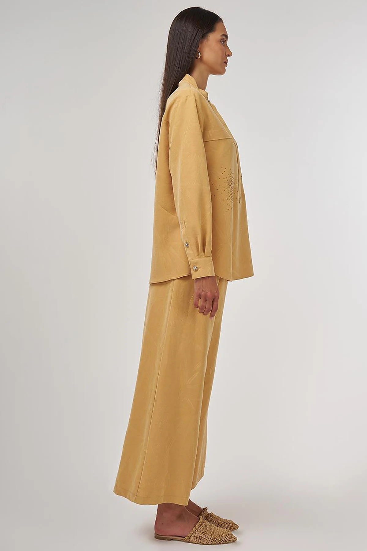 Hotfix-Printed Modal Two-Piece Set Saffron