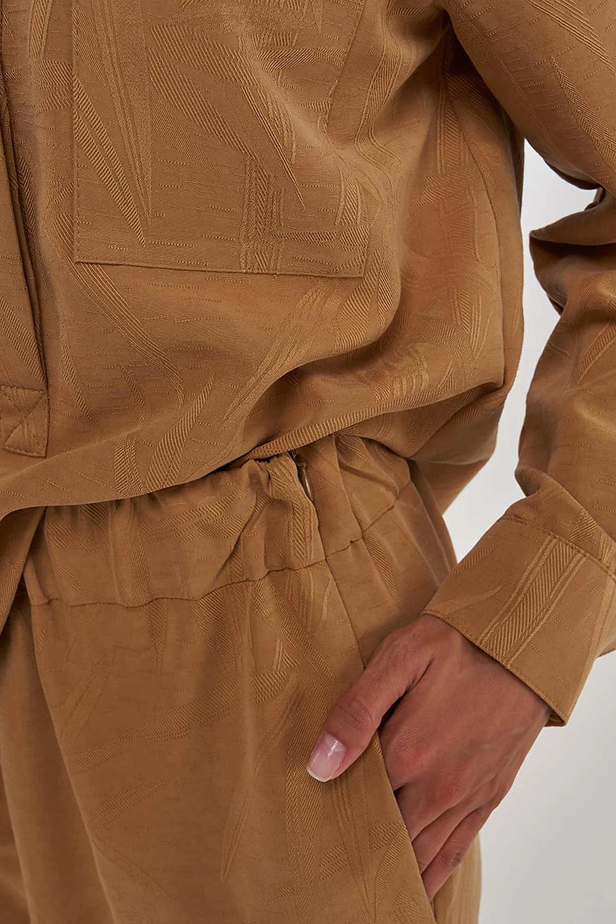 Hotfix-Printed Modal Two-Piece Set Tobacco