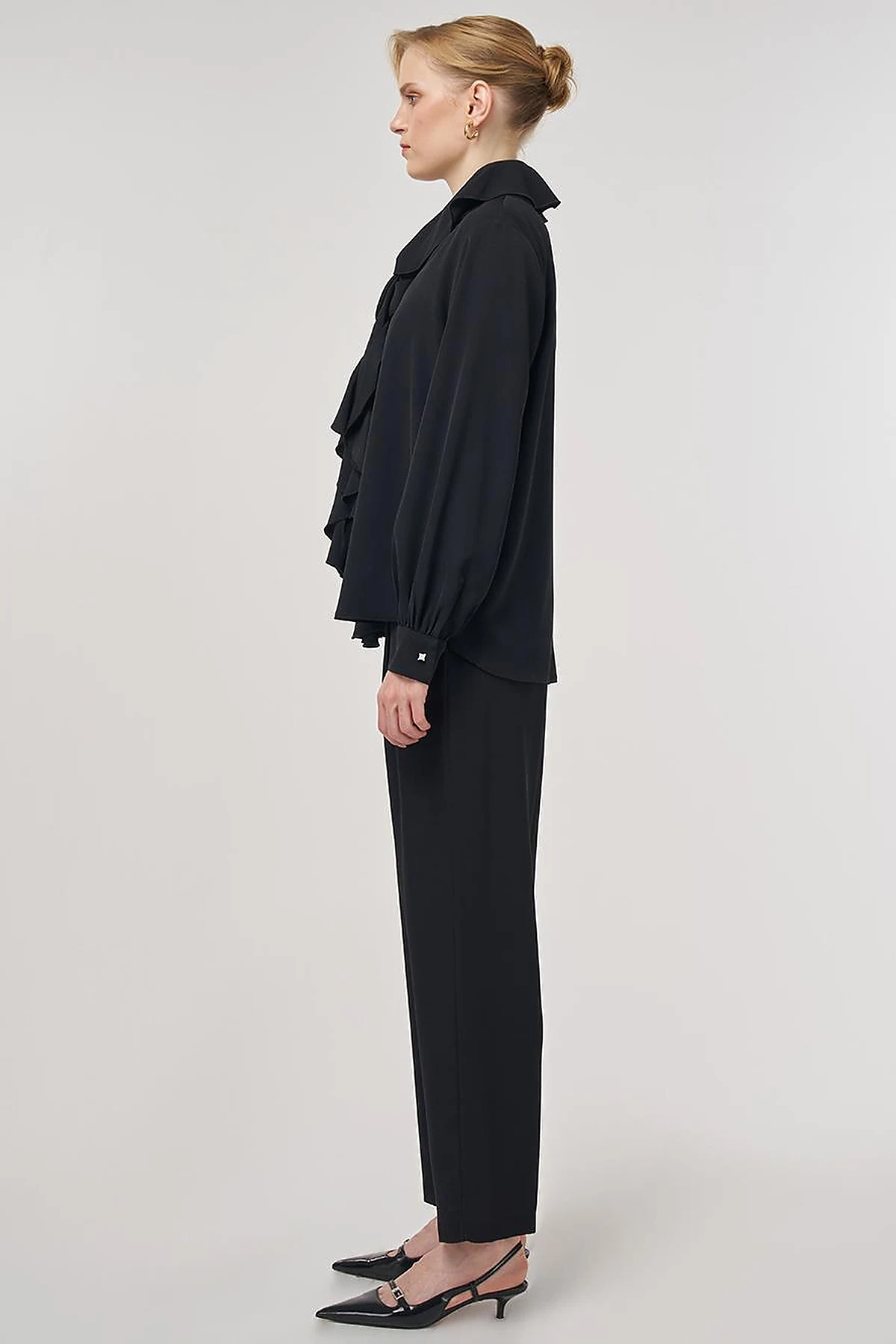 Ruffled Elegant Blouse Black
