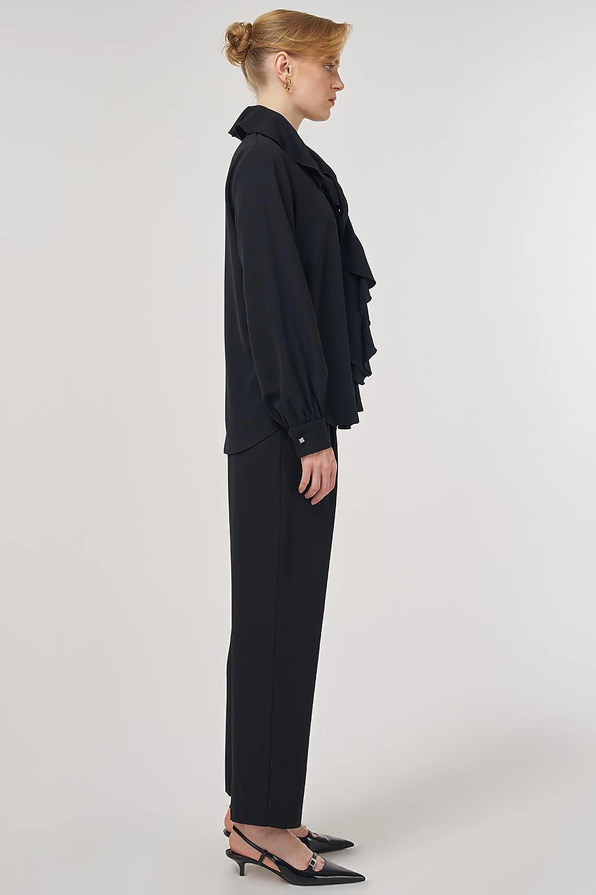 Ruffled Elegant Blouse Black