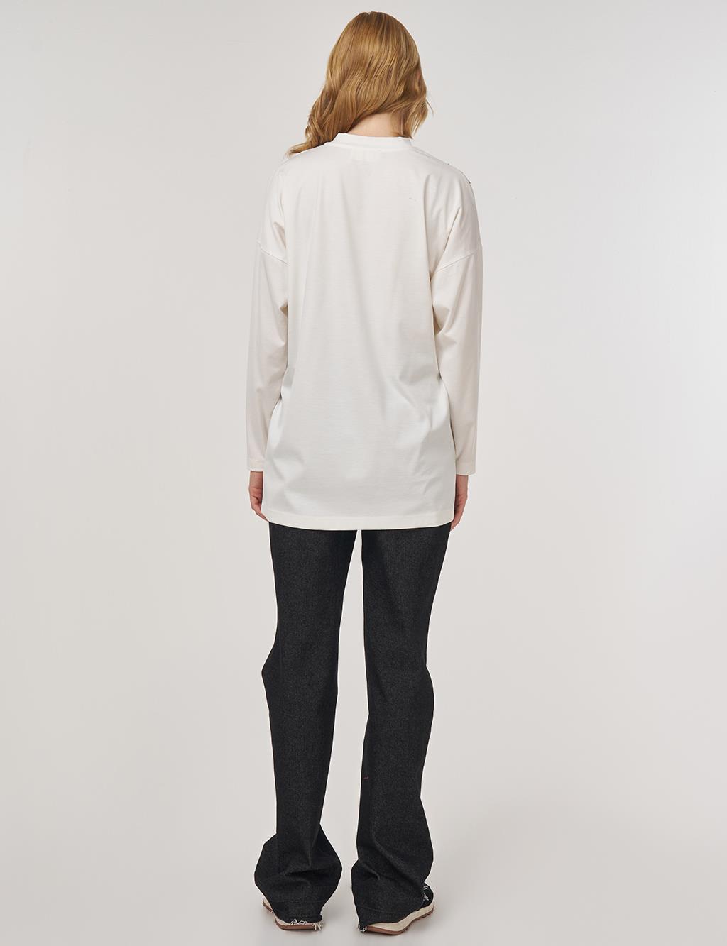 Hotfix-Printed Jersey Sweatshirt Ecru