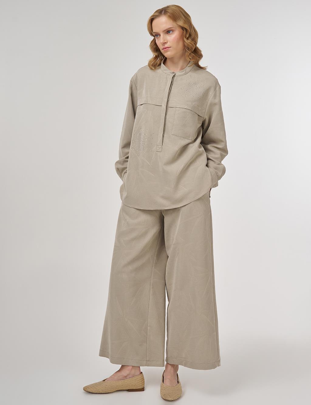 Hotfix-Printed Modal Two-Piece Set Moss Green