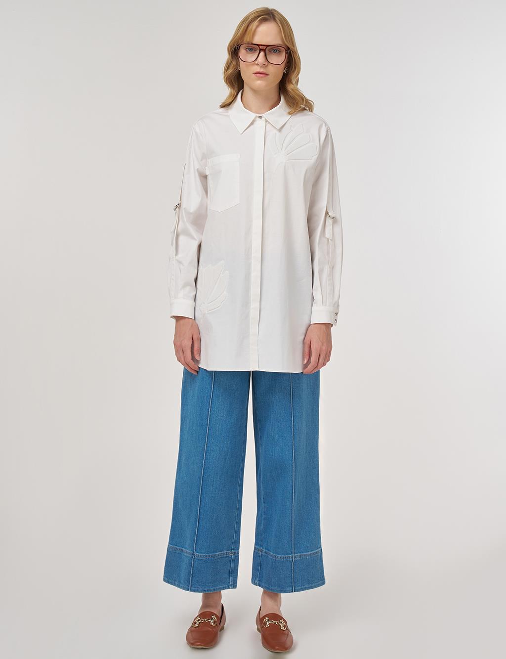 Embossed Cotton Tunic Ecru