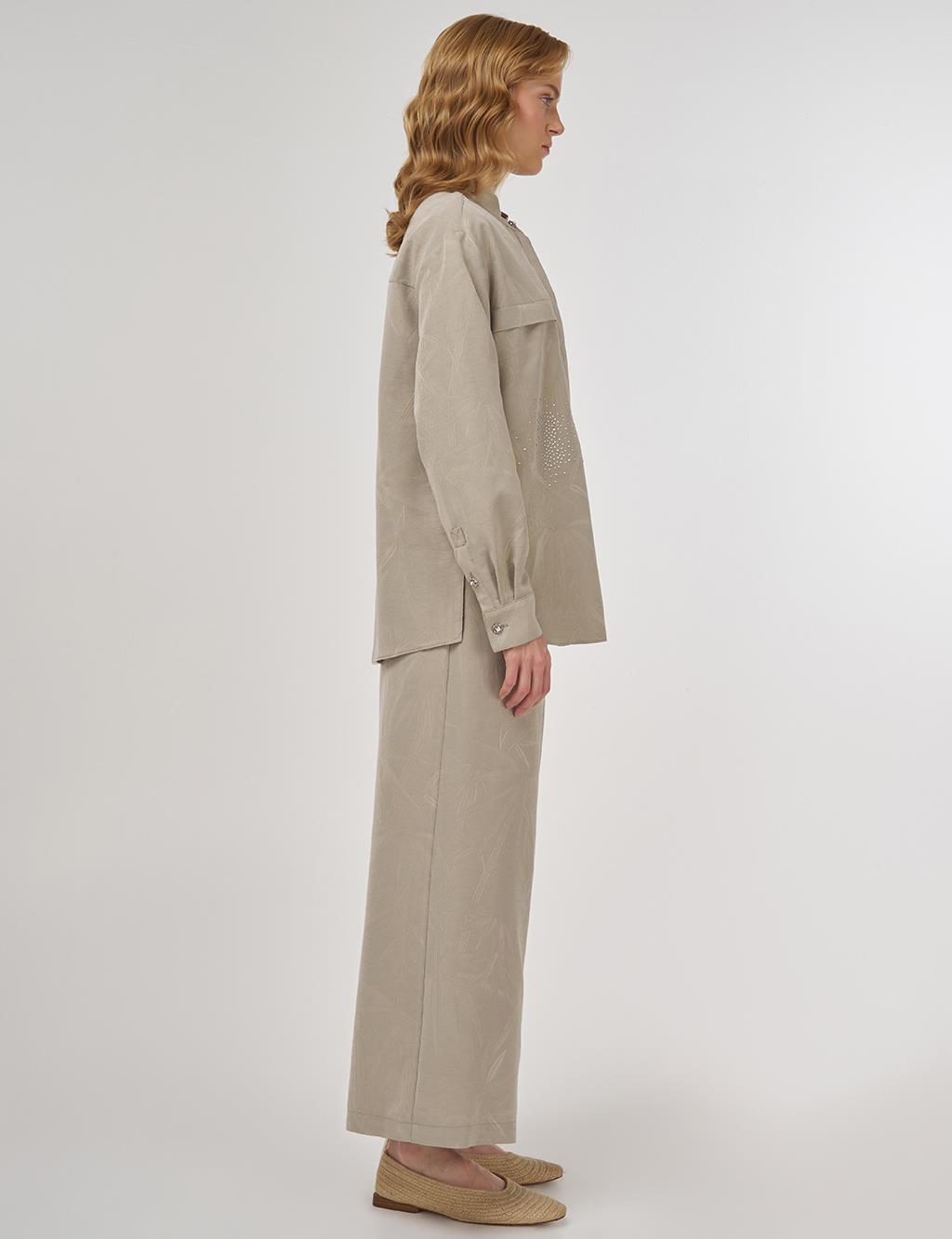 Hotfix-Printed Modal Two-Piece Set Moss Green