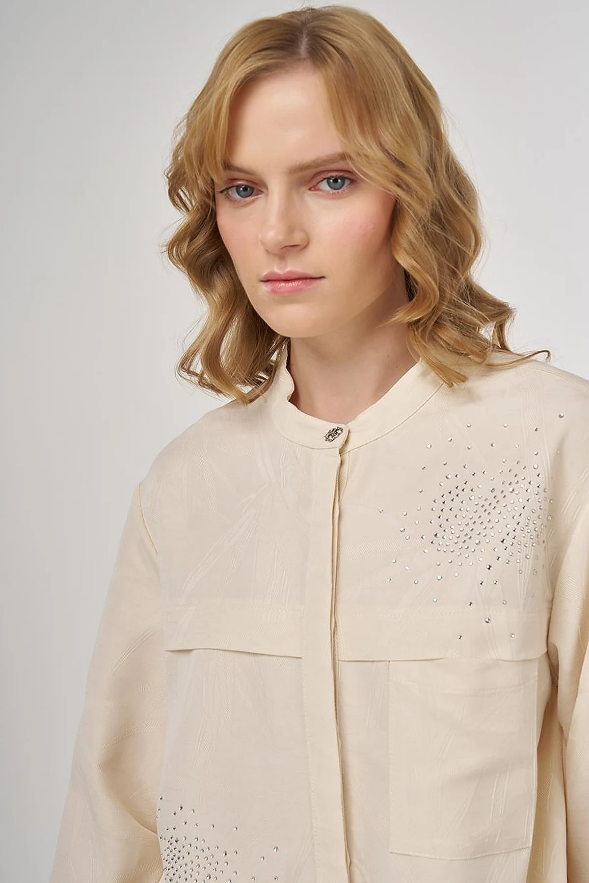 Hotfix-Printed Modal Two-Piece Set Cream