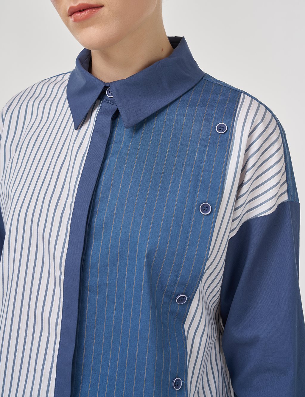 Button-Detail Cotton Tunic Indigo