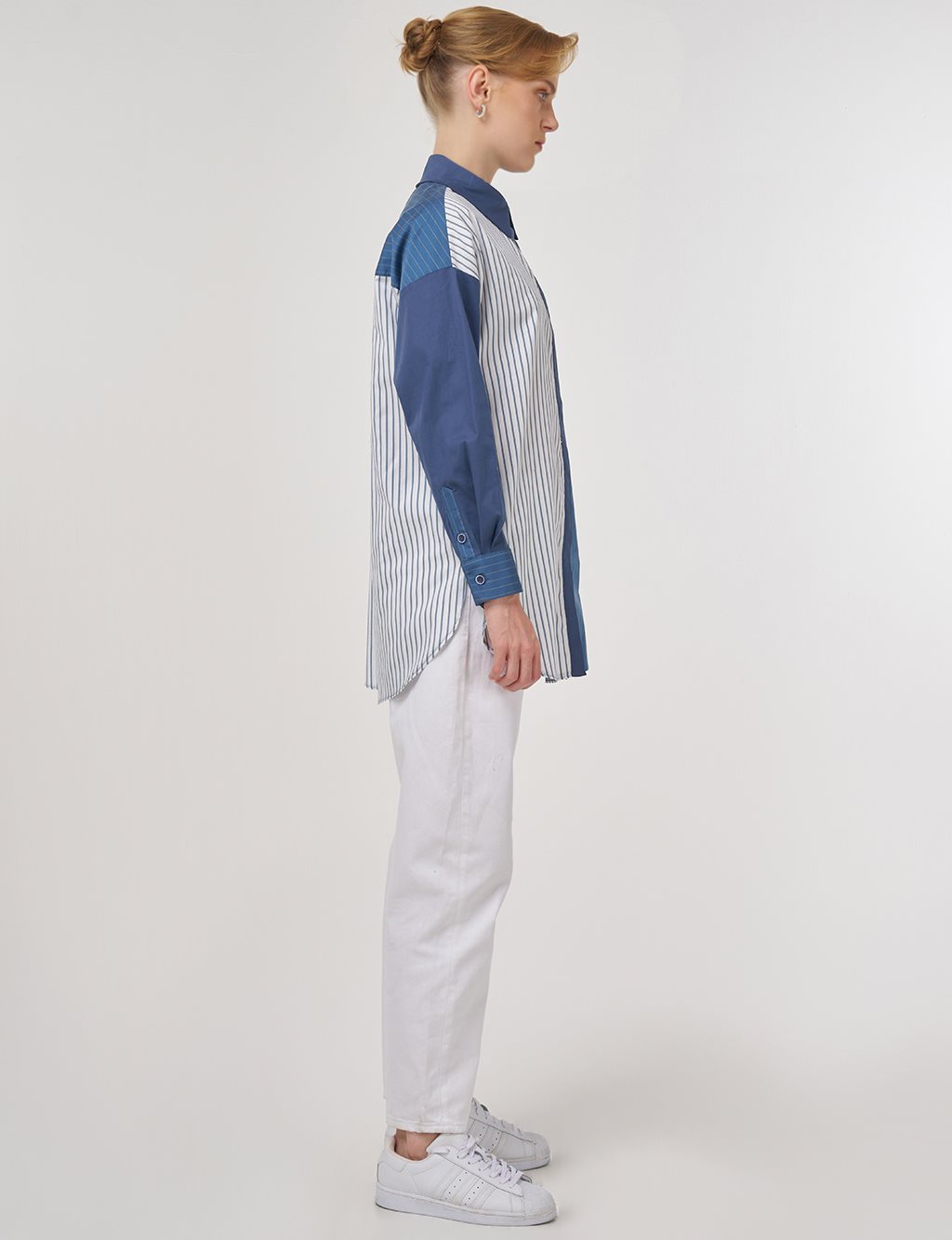 Button-Detail Cotton Tunic Indigo