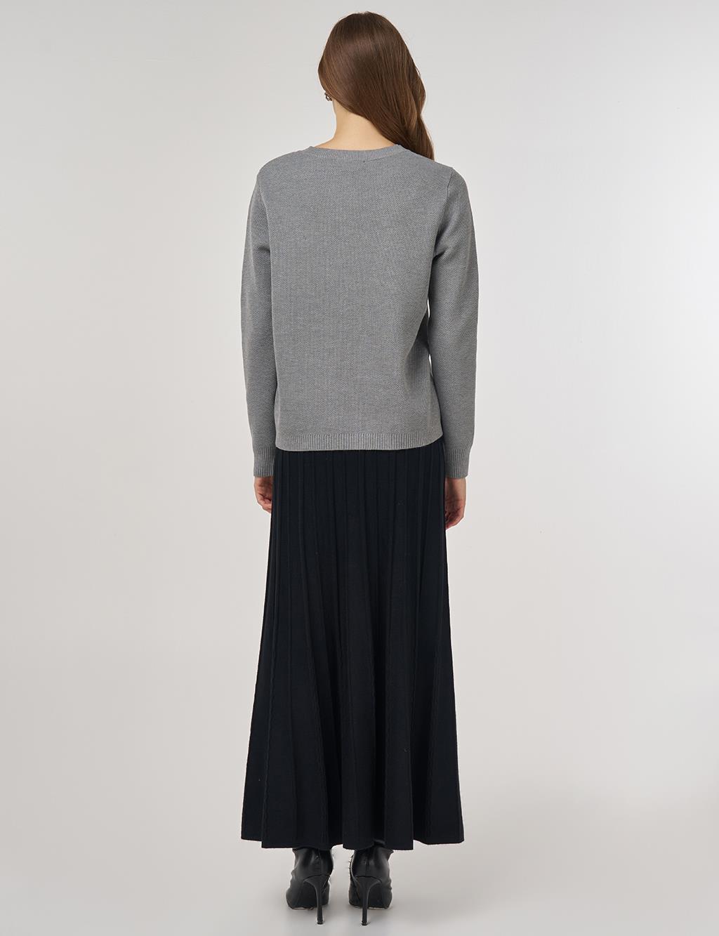 100% Viscose Button-Detail Knit Cardigan Gray