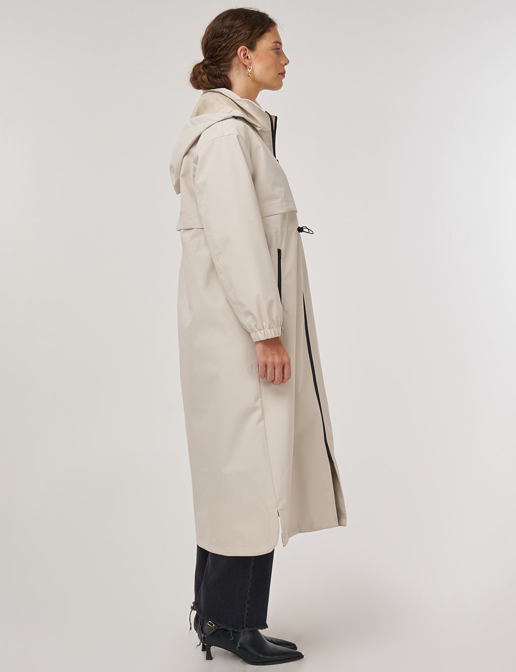 Bel Büzgülü Dik Yaka Parka Taş